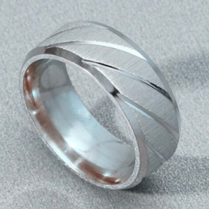 Men Silver Plated Stainless Steel Twill Band Finger Ring