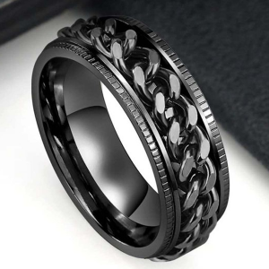 Men Classic Chain Design Band Ring