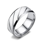 Men Silver Plated Stainless Steel Twill Band Finger Ring