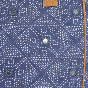 Navy Blue Geometric Printed Structured Shoulder Bag with Mirror Work